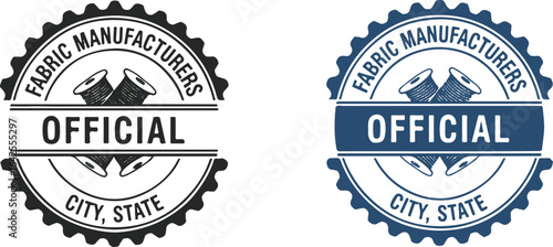 Official Fabric Manufacturers City State Seal Stamp Set | Vector Badge for Textile Industry Certification and Quality Assurance
