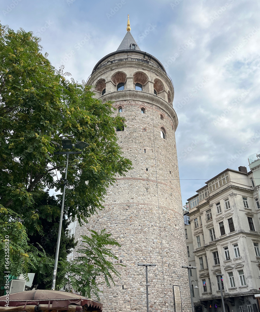 Fototapeta premium Galata Tower view at summer day in Istanbul, Turkey.
