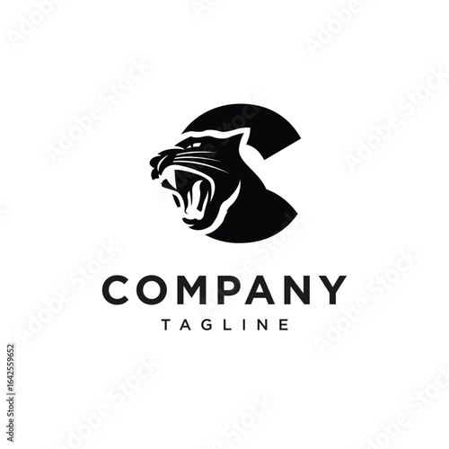 Letter C Black Panther Logo Icon vector