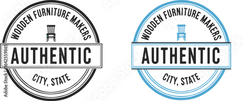 Authentic Wooden Furniture Makers Seal | Vintage Style Logo for Furniture Company Branding and Product Labels