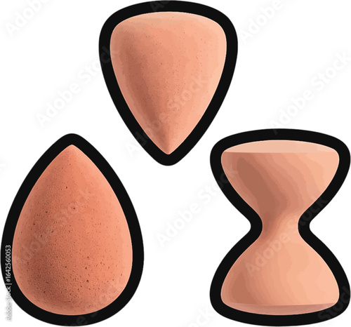 Terracotta Pottery Shapes Isolated on White Background