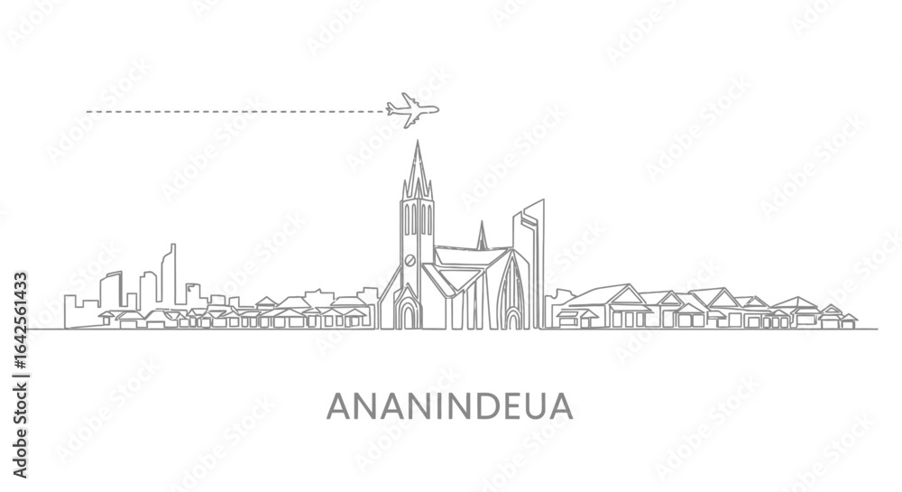 Naklejka premium Ananindeua Skyline Minimal vector art.