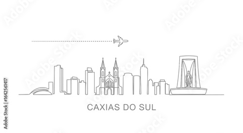 Caxias do Sul skyline Line art vector.