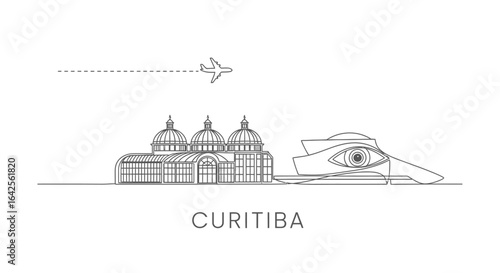 Curitiba with Brazil Minimal Skyline.