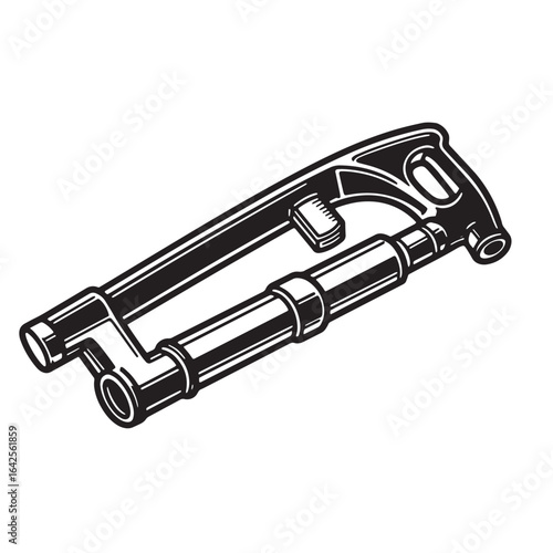 Vector illustration of a detailed black and white plumbers pipe fitting
