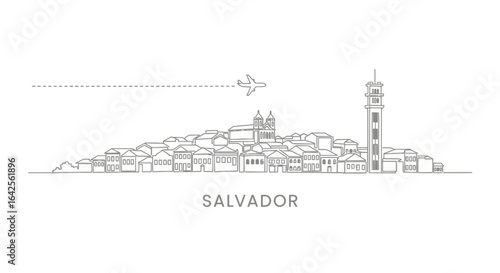 Salvador Brazil Skyline Vector Travel.