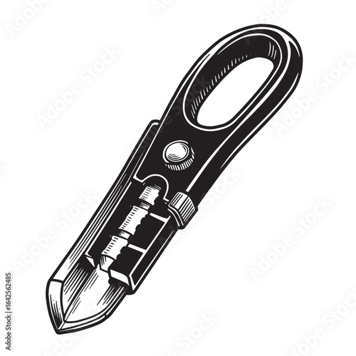 Vintage engraved illustration of a utility knife for construction or crafting purposes