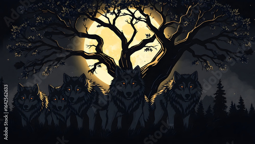 halloween background with tree