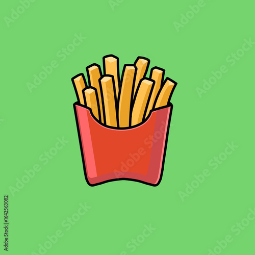 French Fries Cartoon Illustration With Background