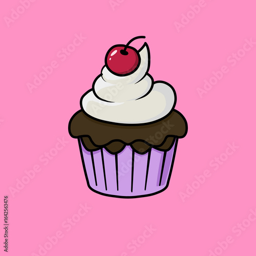 Cupcake Cartoon Illustration With Background