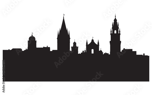 Majestic Cityscape Silhouette A Striking Composition of Architectural Grandeur and Urban Splendor Against a Plain Backdrop Evoking Sophistication and Timelessness