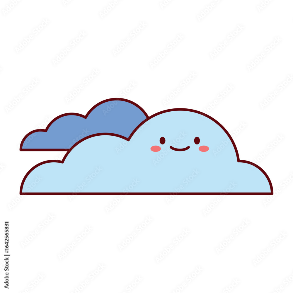 Fototapeta premium Blue Clouds Flat Vector Set