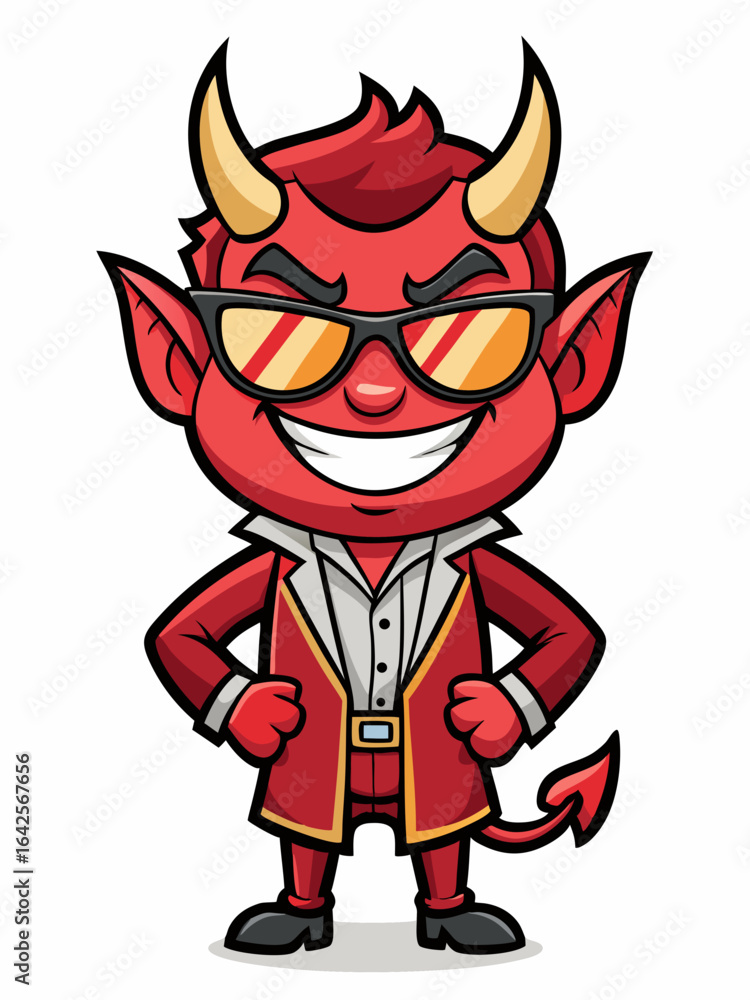 Obraz premium colorful illustration of a cartoon devil man mascot, isolated on white background