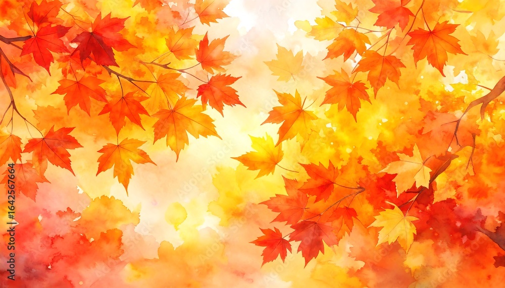 Fototapeta premium Autumn leaves watercolor illustration