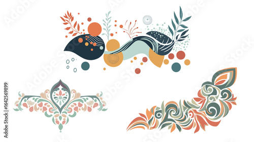 Artistic corner flourish with interwoven patterns in an elegant ornamental style, featuring intricate curves and decorative details, ideal for invitations, frames, vintage designs, and decorative bord