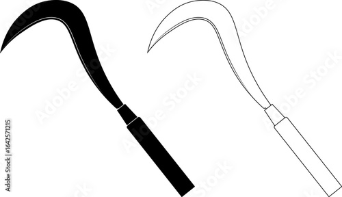 outline silhouette sickle icon set