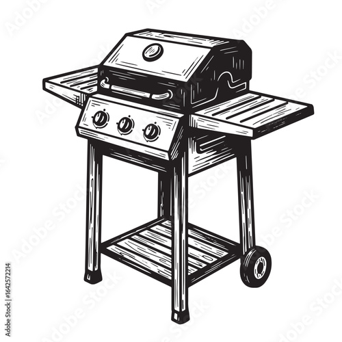 Vector illustration of a charcoal grill barbecue equipment for backyard cooking outdoors