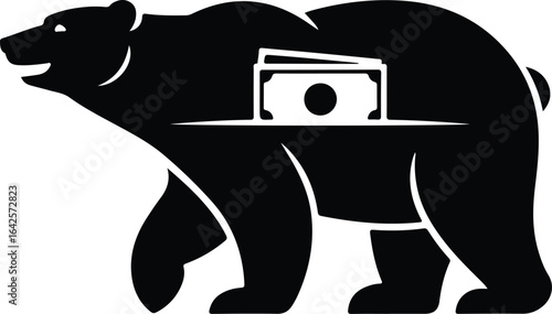 Bear with money signifies financial downturn or recession