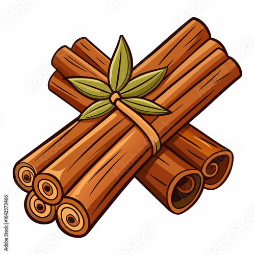 colorful illustration of a cinnamon, isolated on white background