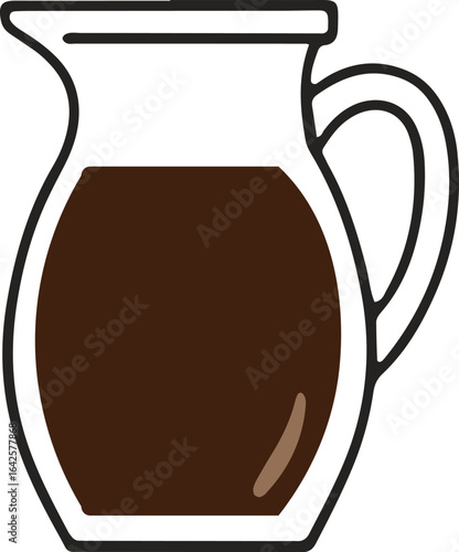 Simple vector icon of a glass pitcher with a dark  coffe beverage