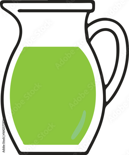 Fresh green smoothie in a glass pitcher vector icon