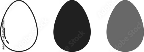 Three egg illustrations in different shades on a plain white background