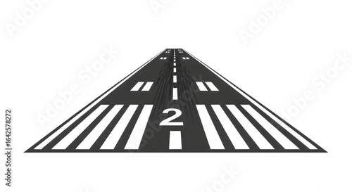 3d straight runway isolated on transparent background