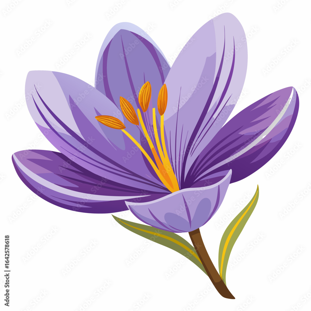 Naklejka premium colorful illustration of a saffron flower, isolated on white background
