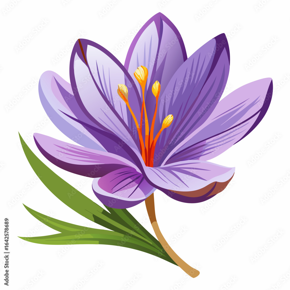 Fototapeta premium colorful illustration of a saffron flower, isolated on white background