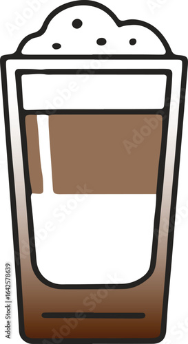 Fresh latte macchiato drink vector art icon on white