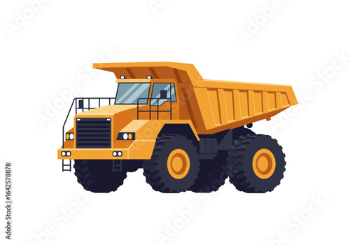 Isolated Yellow Dump Truck Illustration with Oversized Tires.