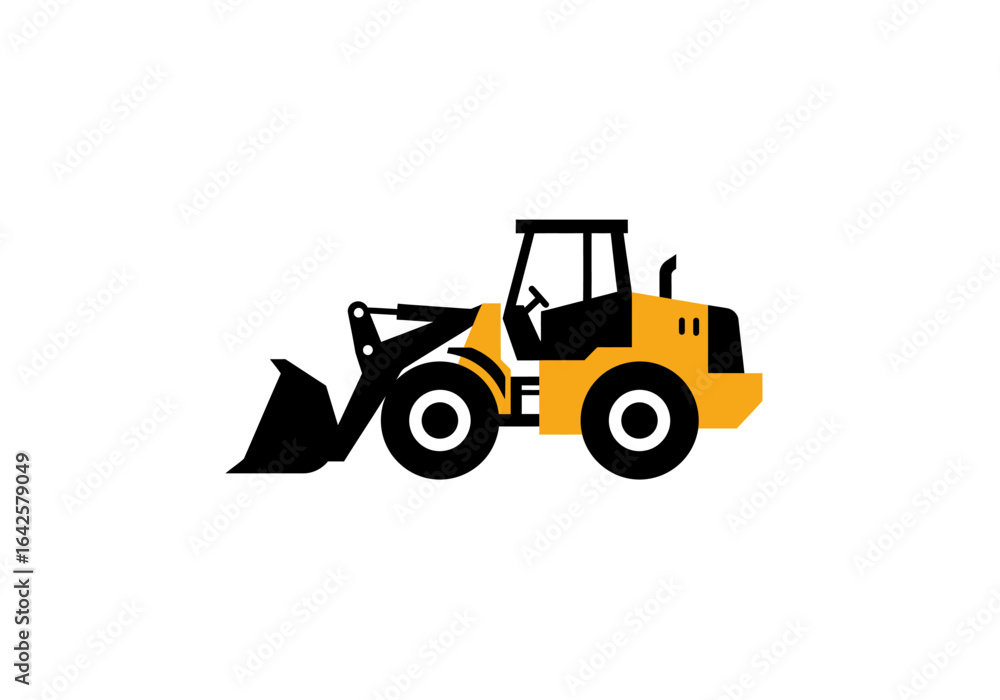 Fototapeta premium Yellow and Black Front Loader Construction Vehicle Illustration.