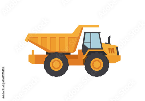 Cartoon Style Yellow Dump Truck Illustration.