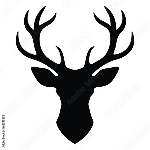 Majestic stag head silhouette deer antlers