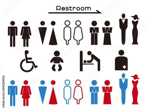 おしゃれなトイレマークと案内用ピクトグラムアイコンセット