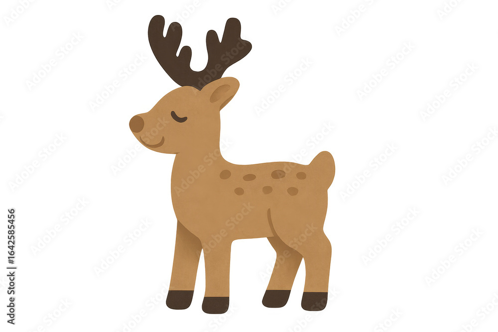 Fototapeta premium Cute cartoon reindeer smiling on transparent background