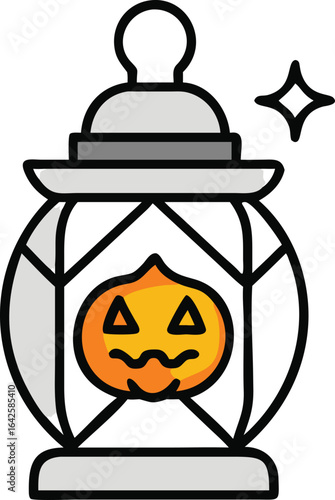 Halloween pumpkin lantern with sparkling star jackolantern spooky