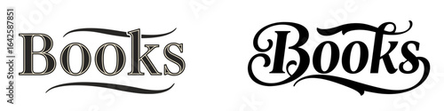 Elegant typography designs featuring the word "Books"  