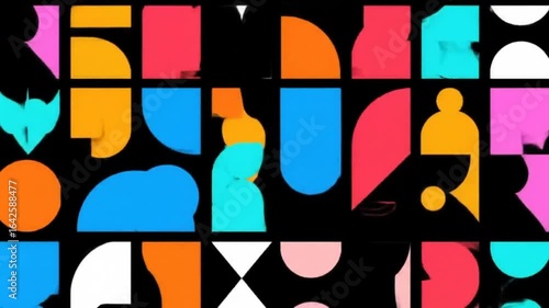 Wallpaper Mural A vibrant abstract pattern featuring an array of colorful geometric and organic shapes on a dark background, creating a dynamic and modern visual design. Torontodigital.ca