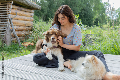 cuddling wit the dog