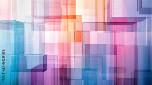 Abstract Colorful Geometric Background with Vivid Transparent Shapes