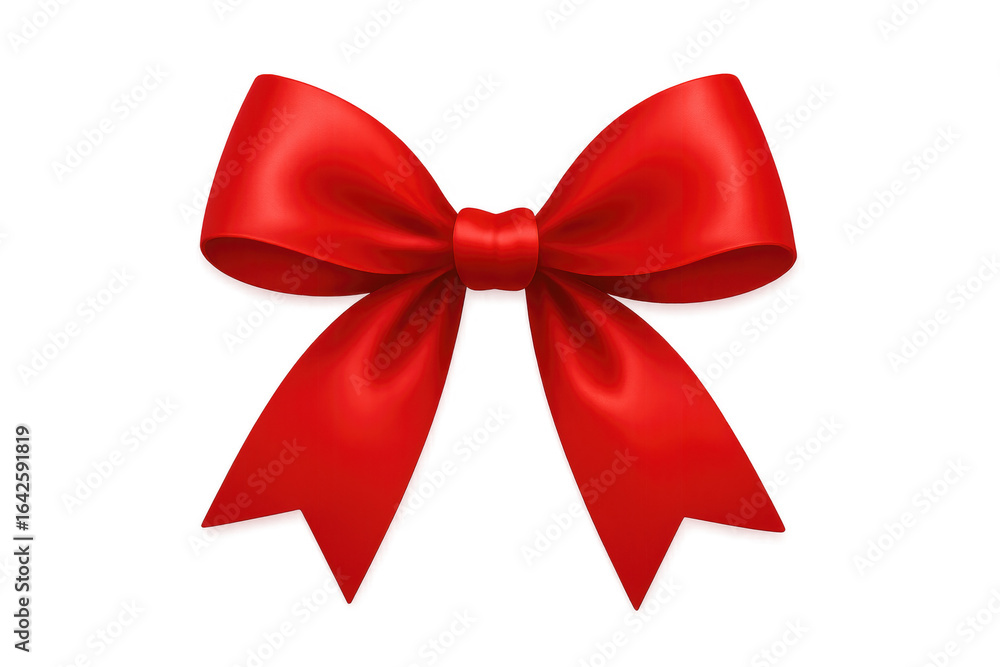 Fototapeta premium Shiny red bow decorating transparent background