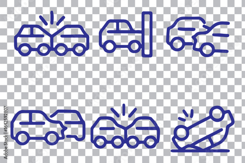 Car accident icon set, vector vector illustration on white background.