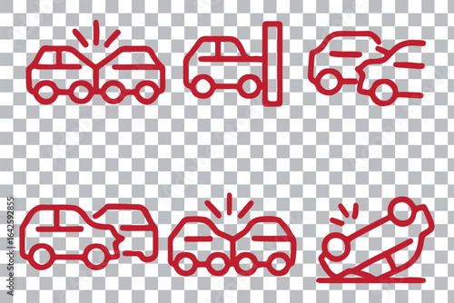 Car accident icon set, vector vector illustration on white background.