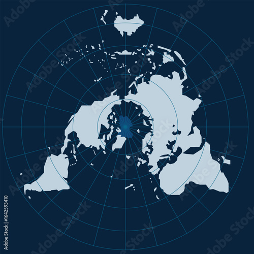 Mapa polar do Hemisfério Norte em projeção azimutal