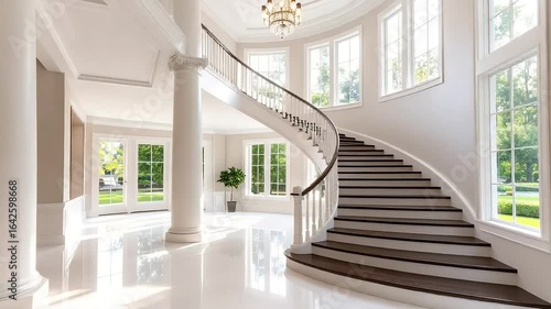 Spiral staircase in modern home interior