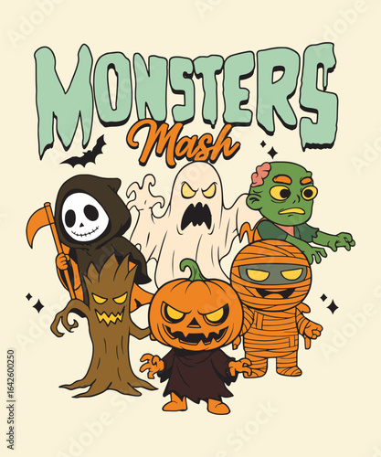 monsters mas helloween t-shirt design