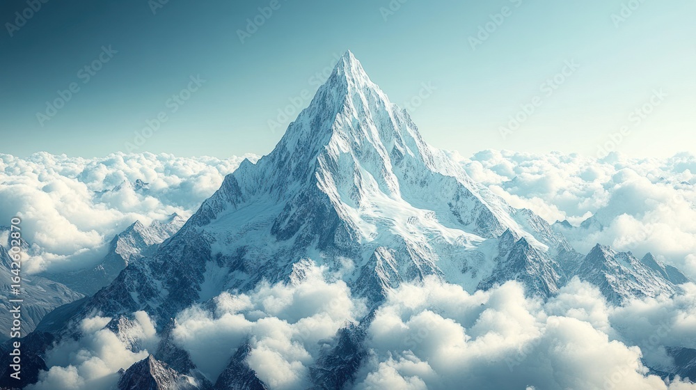 Obraz premium Snowy peak above clouds