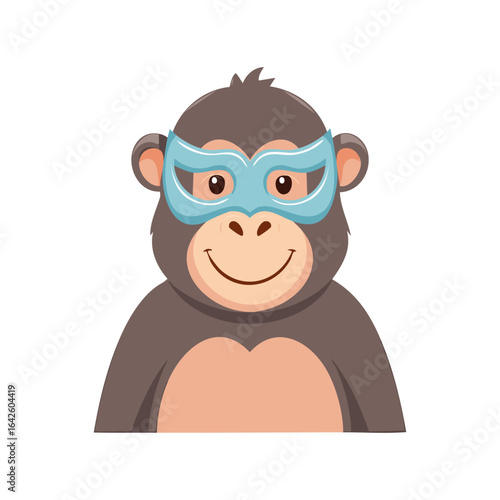 Simple Illustration Cute Gorilla with Theater Mask