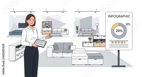 Furniture showcase: Digital presentation for a modern interior design showroom